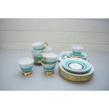 QTY OF TUSCAN ART DECO STYLE TEA WARES DECORATED WITH GILT BORDERS