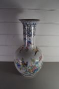 ITALIAN POTTERY BALUSTER VASE DECORATED WITH BIRDS