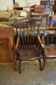 VICTORIAN MAHOGANY BEECH AND ELM WINDSOR CHAIR, 52CM WIDE