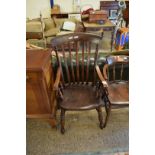 VICTORIAN MAHOGANY BEECH AND ELM WINDSOR CHAIR, 52CM WIDE