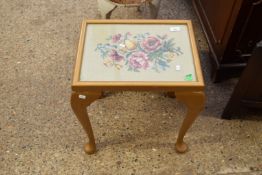 GILT PAINTED TABLE WITH TAPESTRY TOP, 45CM WIDE