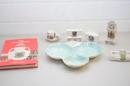 MIXED LOT CRESTED CHINA WARES, AN AUGUSTUS REX MINIATURE CABINET CUP AND SAUCER, A FLOWER