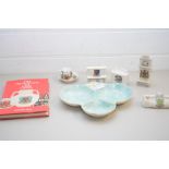 MIXED LOT CRESTED CHINA WARES, AN AUGUSTUS REX MINIATURE CABINET CUP AND SAUCER, A FLOWER