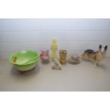 MIXED LOT COMPRISING A BESWICK CABBAGE LEAF SALAD BOWL WITH FORK, TOGETHER WITH MELBA WARE MODEL