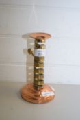 UNUSUAL COPPER AND BRASS ADJUSTABLE CANDLE STICK WITH SCREW THREAD DESIGN