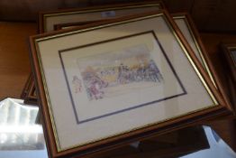 SET OF SEVEN COLOURED PRINTS, COACHING AND CHARIOT RACING SCENE