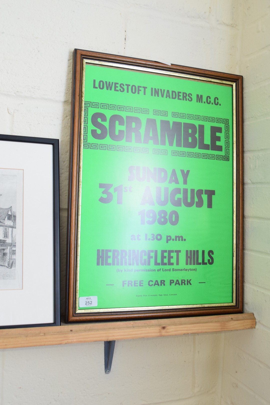 MOTORCYCLE INTEREST, ADVERTISING POSTER FOR LOWESTOFT INVADERS SCRAMBLE SUNDAY 31 AUGUST 1980 AT