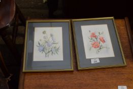 MARY G SLATER, WATERCOLOURS, WILD SCABIOUS AND WILD POPPIES, F/G, 27CM HIGH