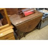 OVAL OAK DROP LEAF DINING TABLE ON TURNED LEGS, 104CM WIDE