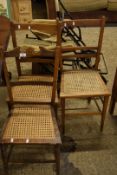 THREE VARIOUS LATE 19TH/EARLY 20TH CENTURY CANE SEATED CHAIRS