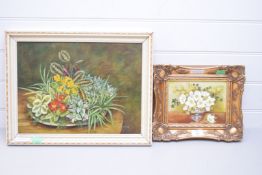 MIXED LOT COMPRISING VERA EAREY STUDY OF CHRISTMAS ROSES, OIL ON BOARD IN GILT FRAME, TOGETHER
