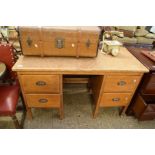 PINE TWIN PEDESTAL OFFICE DESK, 130CM WIDE