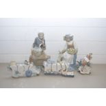 MIXED LOT COMPRISING A LLADRO MODEL OF A BIRD, NAO MODELS MARKED 'HAPPY DAY' AND 'LOVE' AND TWO