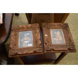 TWO 19TH CENTURY STUDIES, BOY WITH A PAIL OF MILK AND A BOY SHAVING, SET INTO MOULDED FRAMES, 36CM