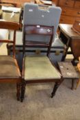 SINGLE VICTORIAN MAHOGANY BAR BACK DINING CHAIR WITH TURNED FRONT LEGS