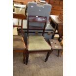 SINGLE VICTORIAN MAHOGANY BAR BACK DINING CHAIR WITH TURNED FRONT LEGS