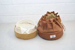 LEATHER COLLAR CONTAINER WITH DRAWSTRING TOP