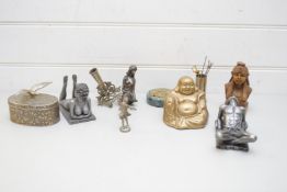 BOX OF VARIOUS COMPOSITION FIGURES TO INCLUDE BUDDHA AND OTHERS