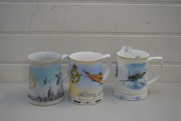 THREE DANBURY MINT AND FRANKLIN MINT ROYAL AIR FORCE COMMEMORATIVE TANKARDS