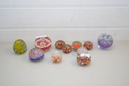 COLLECTION OF ELEVEN VARIOUS SMALL PAPERWEIGHTS