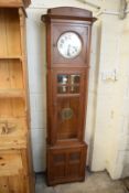 ART DECO PERIOD OAK CASED LONGCASE CLOCK WITH GLAZED DOOR, 206CM HIGH