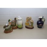 MIXED LOT COMPRISING BALUSTER VASE DECORATED WITH BUDGERIGARS, PAIR OF MARKAY POTTERY DUCKS, ART