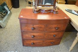 VICTORIAN MAHOGANY BOW FRONT CHEST OF TWO SHORT AND THREE LONG DRAWERS, 99CM WIDE