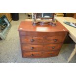 VICTORIAN MAHOGANY BOW FRONT CHEST OF TWO SHORT AND THREE LONG DRAWERS, 99CM WIDE