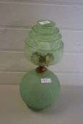 EARLY 20TH CENTURY GREEN CRACKLE GLASS TABLE LAMP