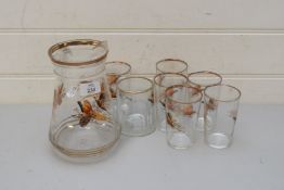 PHEASANT DECORATED GLASS LEMONADE SET