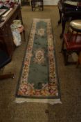 CHINESE FLORAL DECORATED WOOL RUNNER CARPET, 308CM LONG