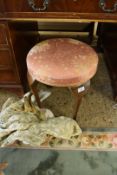 SMALL CABRIOLE LEGGED CIRCULAR TOP STOOL, 40CM DIAM