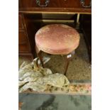 SMALL CABRIOLE LEGGED CIRCULAR TOP STOOL, 40CM DIAM