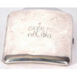 George V silver cigarette case of hinged and curved square form, Birmingham 1912, maker's mark A&J
