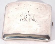 George V silver cigarette case of hinged and curved square form, Birmingham 1912, maker's mark A&J