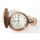 Gents first quarter of 20th century gold plated hunter pocket watch by Waltham USA, button wind,