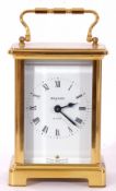 Late 20th century brass and glass cased carriage clock by Bayard with 8-day mechanical movement,