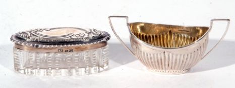 Mixed Lot comprising an Edward VII silver double handled salt decorated with ribbed detail,