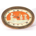 Un-named Art Deco period table/travelling clock, the centre stencilled with mother and children,
