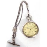 First quarter of 20th century American (import hallmark) silver cased pocket watch with button