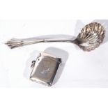 Mixed Lot comprising a late Victorian silver sifting spoon with shell formed bowl, London 1899,