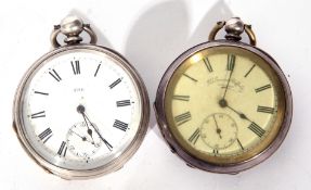 Mixed Lot: gents last quarter of 19th century white metal cased pocket watch having blued steel