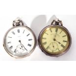 Mixed Lot: gents last quarter of 19th century white metal cased pocket watch having blued steel