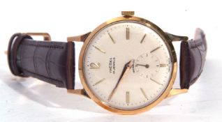 Gents second quarter of 20th century 9ct gold cased wrist watch by Trebex, having 21 jewelled