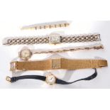 Mixed Lot: ladies vintage 9ct gold cased Vertex wrist watch, hallmarked 9ct gold sprung bracelet,
