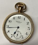 First quarter of 20th century gold plated cased Waltham, USA pocket watch having blued steel hands