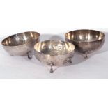 Military interest - a group of three 20th century Cypriot white metal bowls of circular form