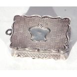 Victorian silver vinaigrette of hinged rectangular form, Birmingham 1859, makers Neil & Cooke