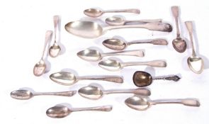 Mixed Lot of various silver flatwares comprising a Victorian Fiddle and Shell pattern table spoon,