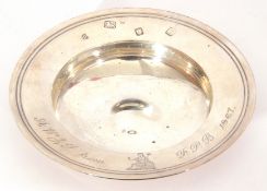 Queen Elizabeth II ashtray formed as a miniature armada dish, London 1966, bearing further